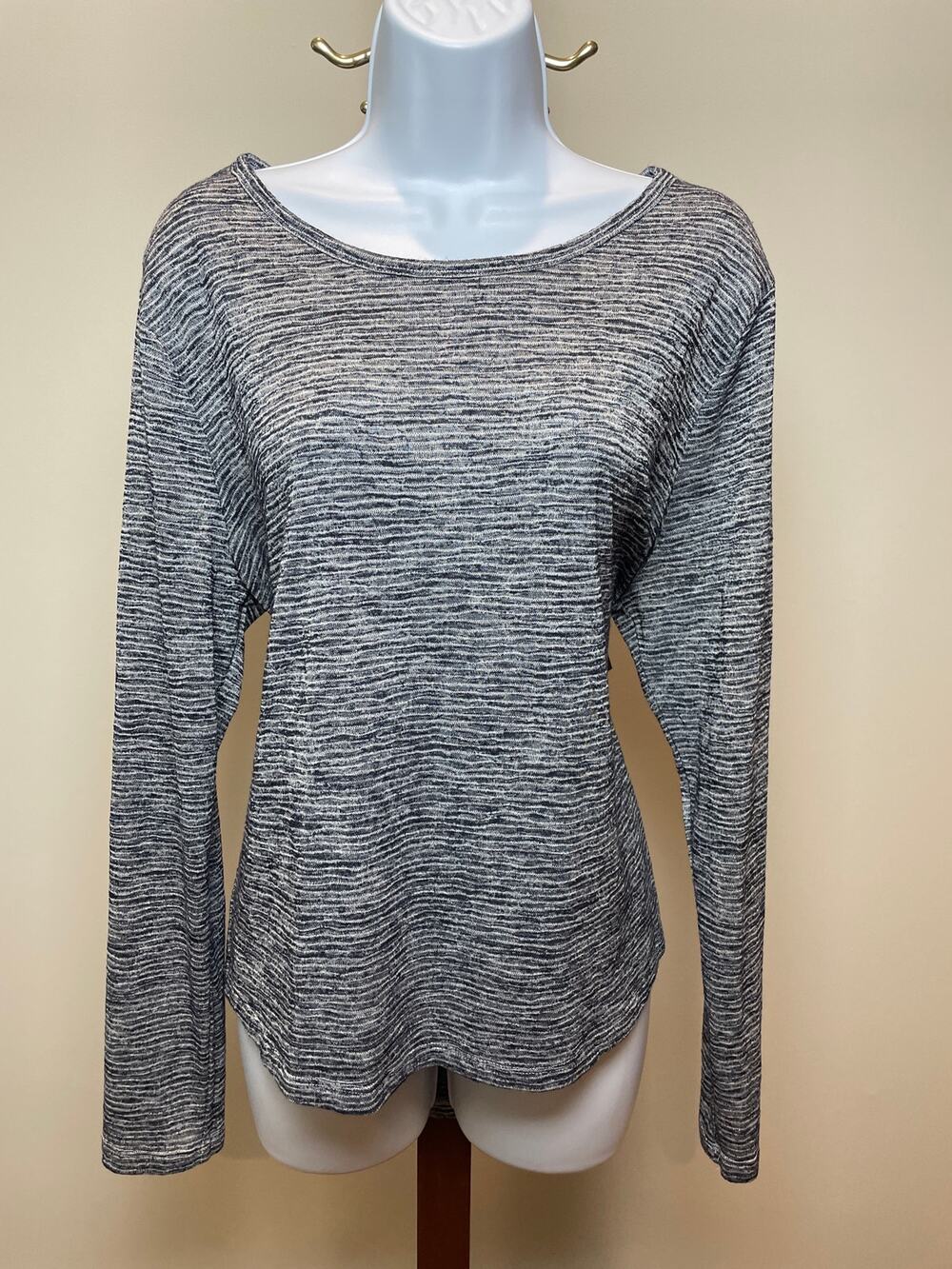 Athleta Open Back High Low Top Size L Heathered Gray Blue Loose Fit